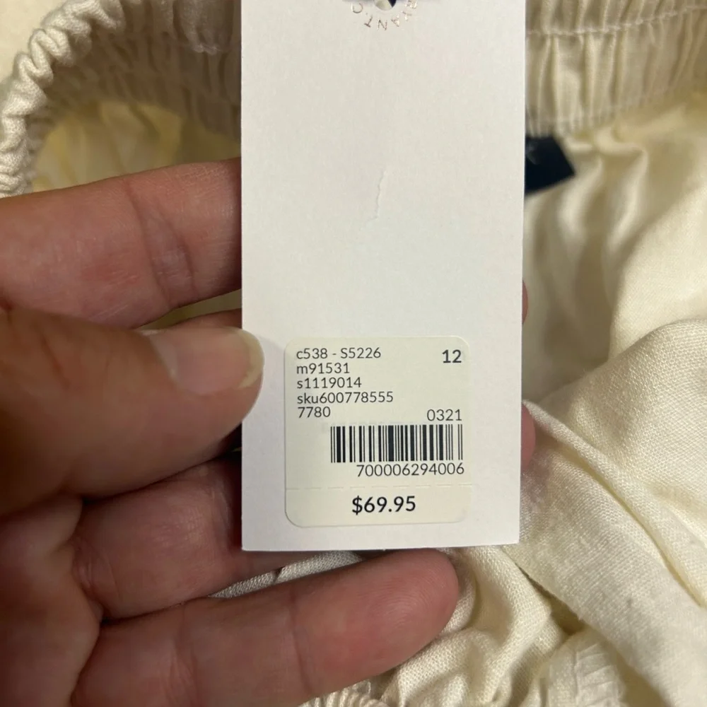 NWT Lane Bryant Cream Linen Wide Leg Mid Rise Pant Size 12 - Picture 5 of 7